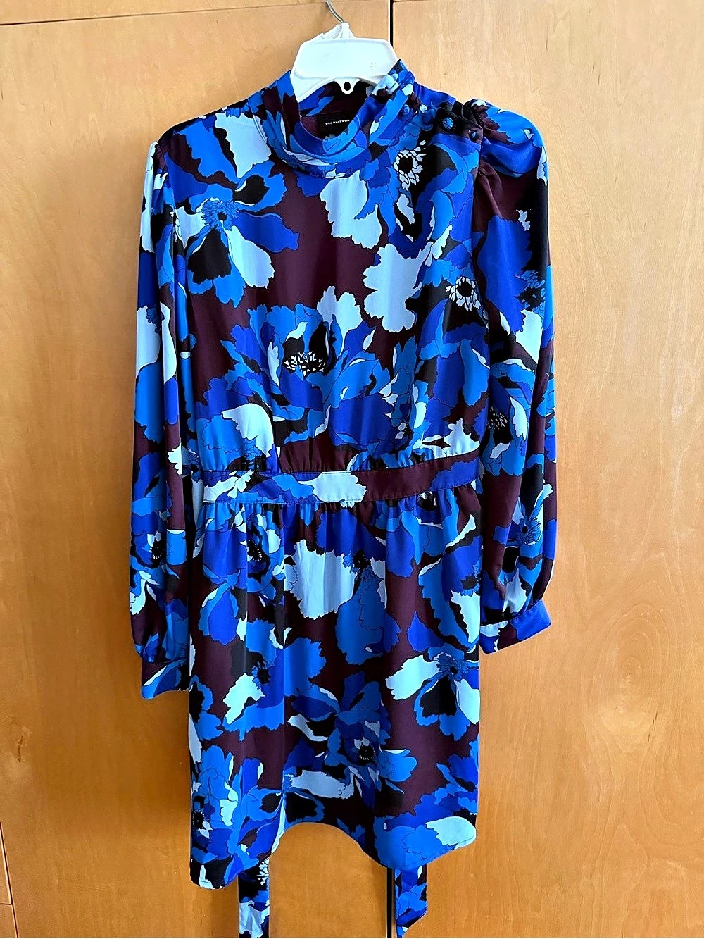 WHO WHAT WEAR Floral Mini Dress Blue & Purple Size Medium